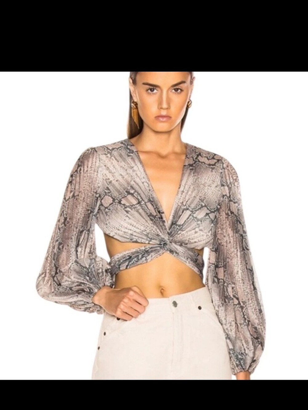 Zimmerman Corsage Pleat Bodice Python Print Wrap Top Size 0